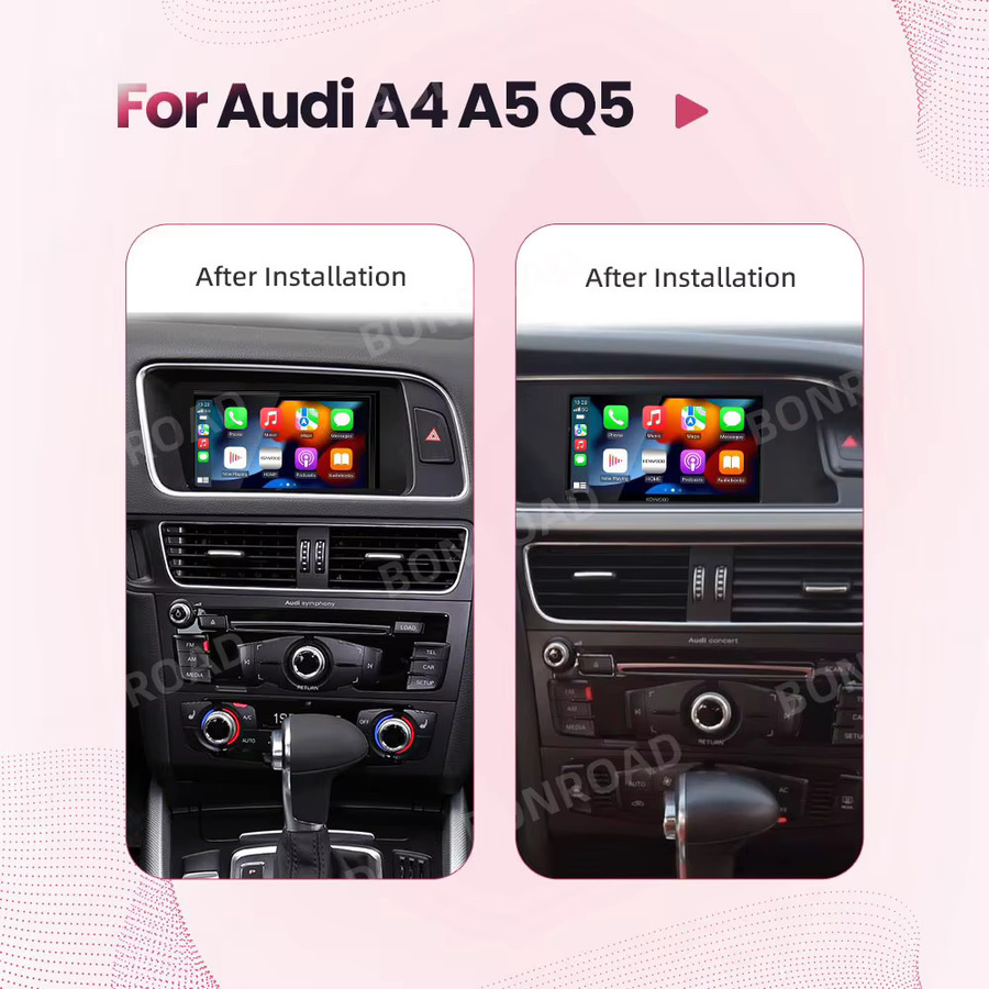 Bonroad Kabelloser CarPlay und Android Auto Interface Adapter für Audi A4 B8, A5 und Q5 (2014-2018) mit Bluetooth und GPS in Schwarz - Bild 4