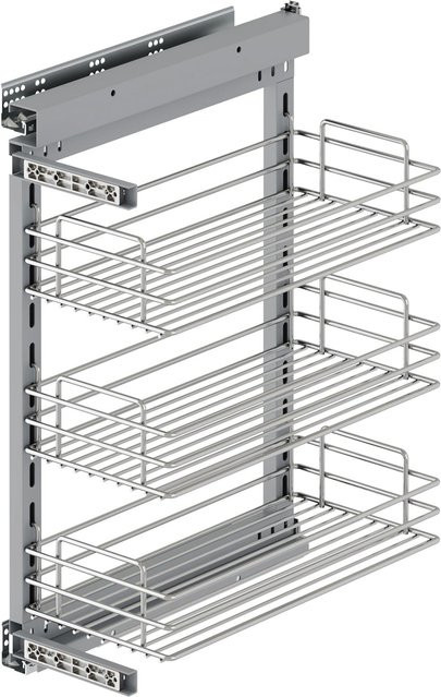 Emuca Flaschenregal Suprastar Ausziehbar mit Schließautomatik, Modul 200 mm, Stahl verchromt, Farbe: Silber, B/T/H: 200 x 30 x 300 mm - Bild 1