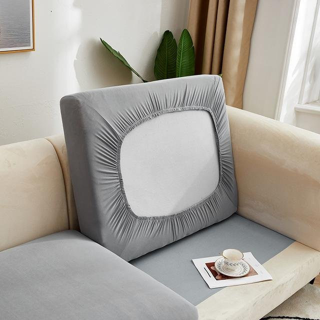 BRHUIXUE Stretch-Sofa-Sitzkissenbezug aus Polyester, elastischer und rutschfester Sofabezug für das Wohnzimmer, Lichtgrau - Bild 1