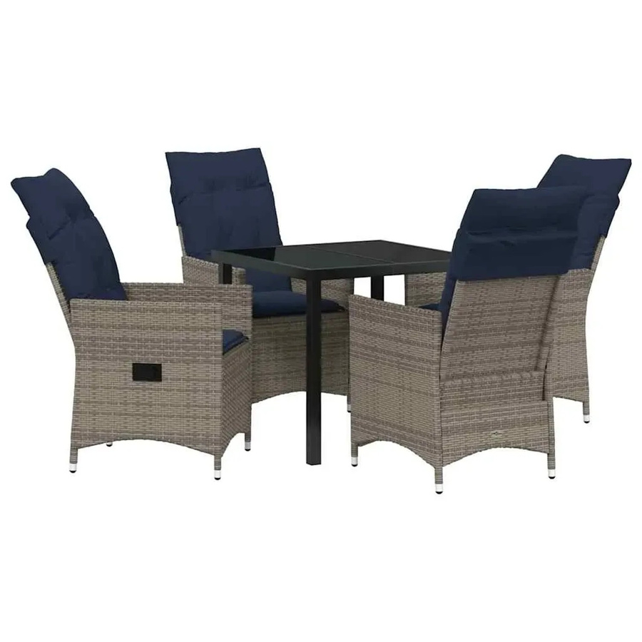 vidaXL Garten Essgruppe 5-teilig aus Poly-Rattan und Stahl in Grau - Bild 2