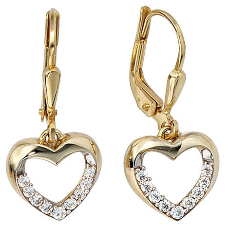 Colfem Ohrringe Herz, 333 Gelbgold, bicolor, Zirkonia - Bild 1