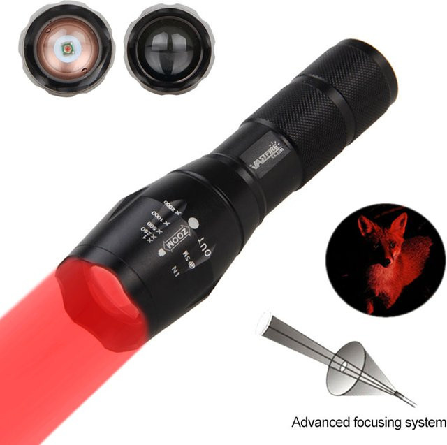 VASTFIRE Dual-Licht-Taschenlampe mit Rot und Grün, 1000 Lumen, 5 W, wasserdicht und wiederaufladbar, Schwarz - Bild 1