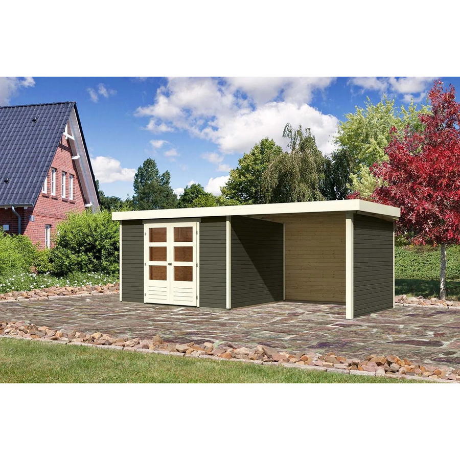 Karibu Holz-Gartenhaus Boras mit Flachdach in Terragrau, B: 298 cm, T: 242 cm - Bild 2