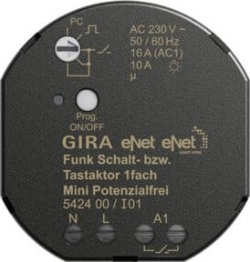 Gira Funk Schalt- und Tastaktor Mini 1f potenziell frei 542400 Schwarz - Bild 1