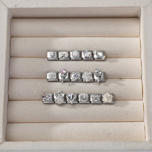 LASPERAL Charm Links, Edelstahl, Zirkonia, Damen, 9mm - Bild 1