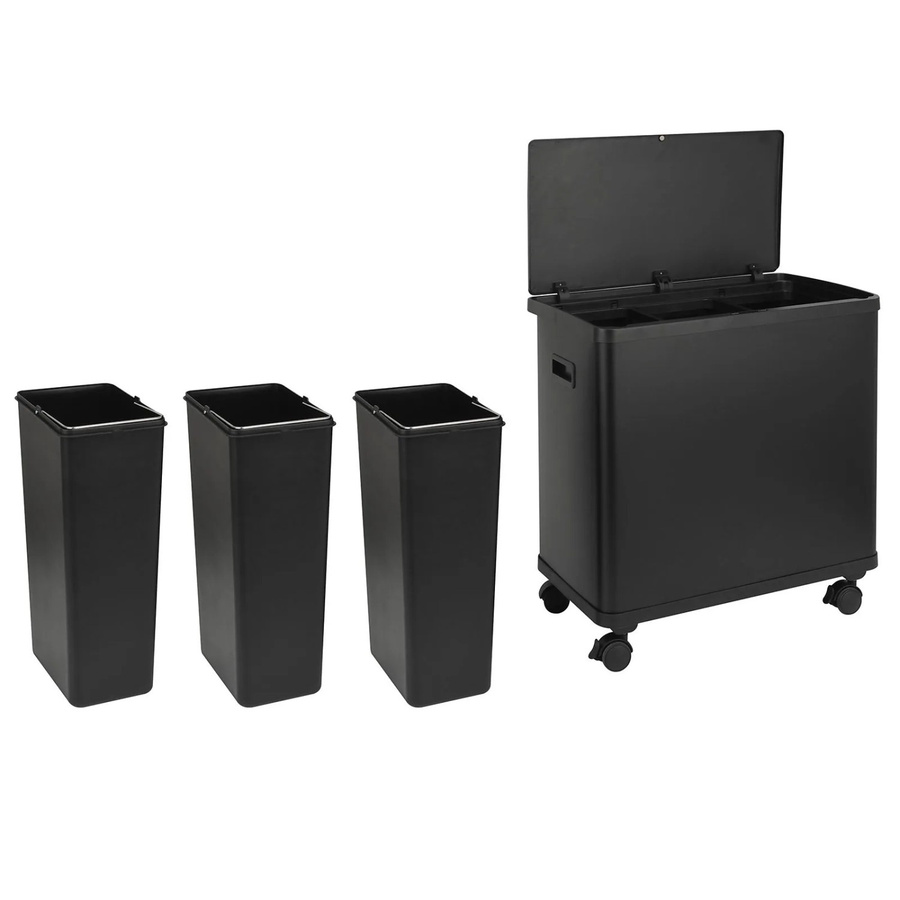 SVITA SR3X18 Sensor-Mülleimer mit 3 Fächern als Mülltrennsystem, Schwarz, 54L (3x18L) - Bild 2