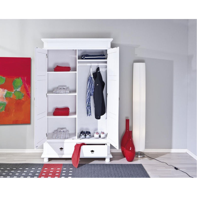 Kleiderschrank Danz Inter Link aus Massivholz Weihrauchkiefer in Weiß mit integrierten Schubladen B/H/T: 116 x 199 x 57 cm - Bild 4