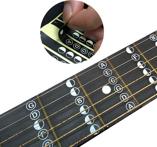 Marbit Gitarren Griffbrett Noten Aufkleber für 6-saitige Akustikgitarren aus Kunststoff - Bild 1