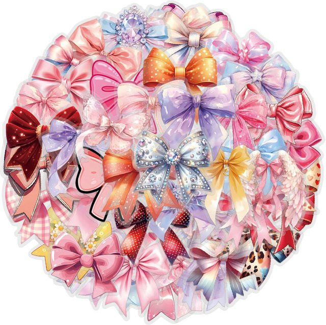 60-teiliges Set wasserfeste Schleifen-Aufkleber von BulingBulingStickers Store in Transparent und Multicolour aus PET - Bild 1