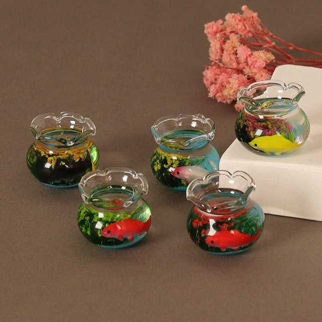 Glas Aquarium Schüssel, Puppenhaus Miniatur, Zubehör, transparent - Bild 1