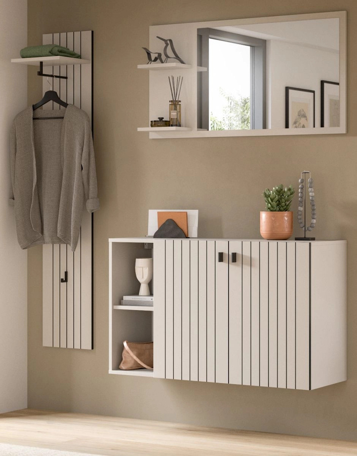 3-tlg. Garderobe Set Loreno von Inn.Furn in Kaschmir, modern mit Spiegel und Schuhschrank - Bild 1