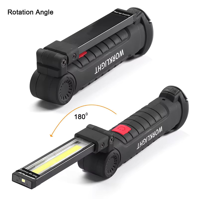 Magnetische COB LED Taschenlampe in Schwarz, USB aufladbare tragbare Arbeitslampe mit eingebauter Batterie für Camping und Arbeit - Bild 4