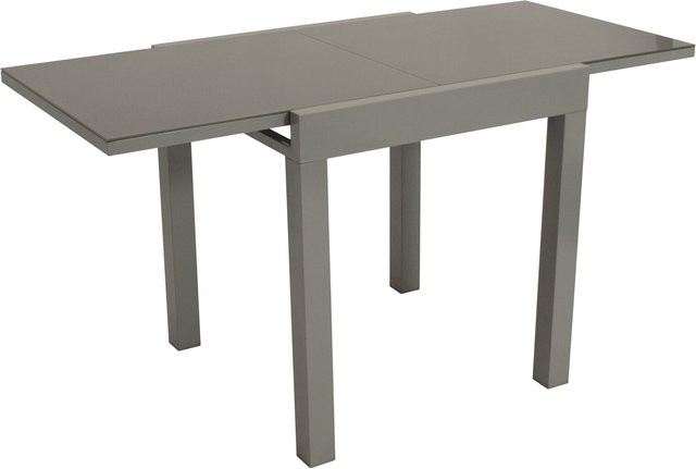 DEGAMO Balkon-Ausziehtisch MARINA aus Aluminium in Silbergrau mit grauer Glasplatte, B/T/H: 70 x 70 x 70 cm bis 140 x 70 x 70 cm - Bild 1