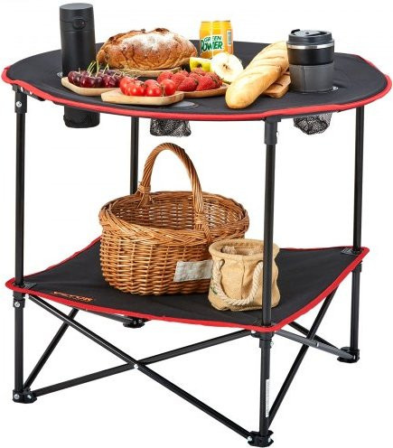 VEVOR Klapptisch Camping für Garten, Balkon und Outdoor, zusammenklappbarer Mehrzwecktisch aus 600D Oxford-Stoff und Stahlrohr, Schwarz, B/T/H: 72 x 72 x 61 cm - Bild 1