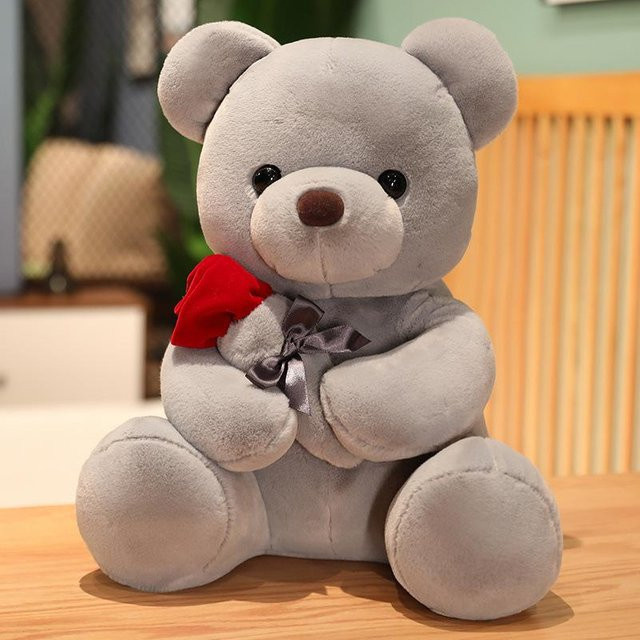 Rose Teddybär Puppe Plüschtier Panda, grau, 25cm - Bild 1
