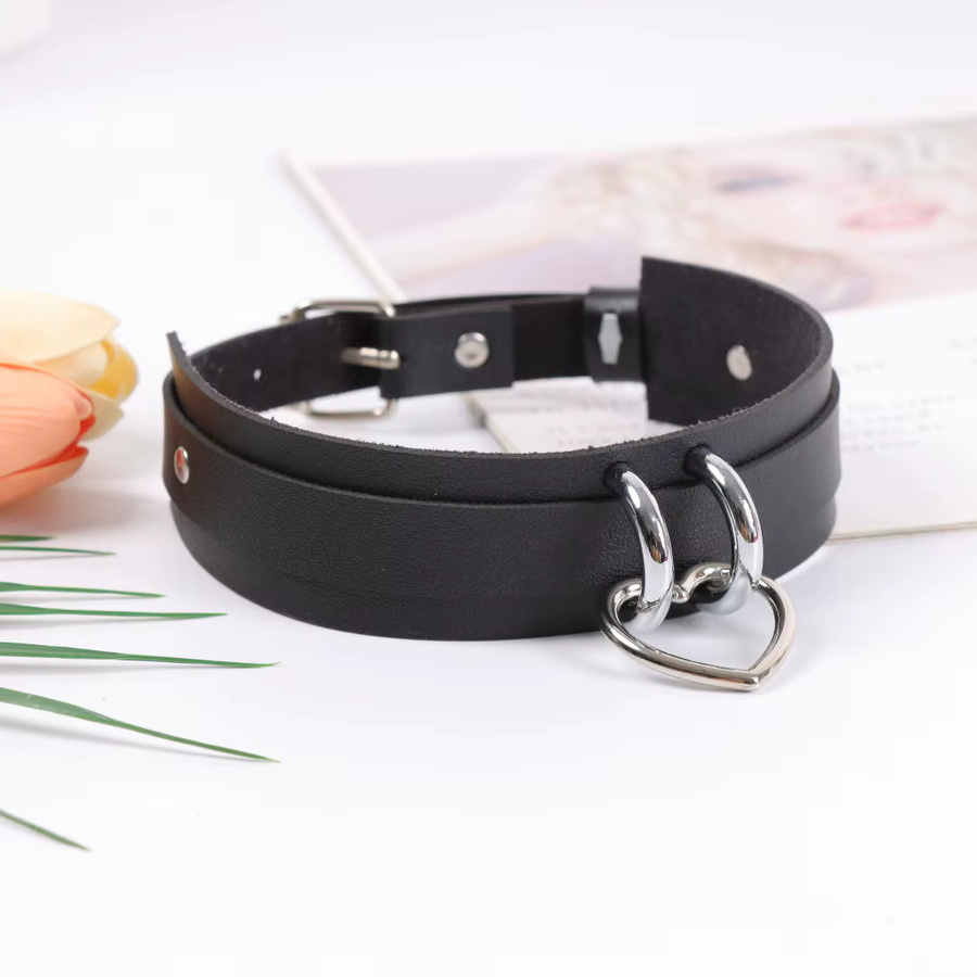 UYEE Choker Halskette, Leder, Schwarz, Damen, Gothic - Bild 2