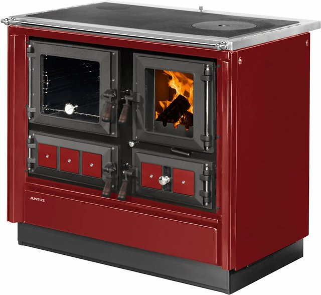 Justus Küchenofen Rustico 90 2.0 Festbrennstoffherd in Rot und Schwarz mit 7 kW - Bild 1