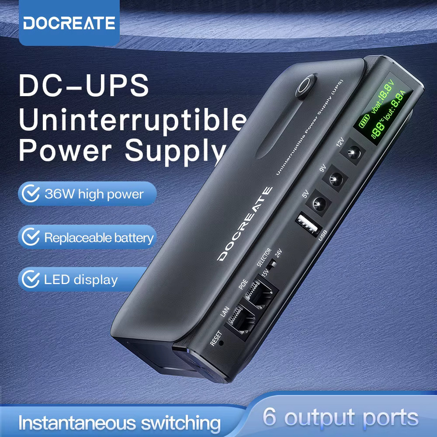 diymore DC1036L USV Unterbrechungsfreie Stromversorgung mit Digitalanzeige, 36 W, Schwarz, Tragbare Stromversorgung für Heimrouter mit Anti-Reverse-Verbindung, 5V/9V/12V/15V/24V - Bild 2