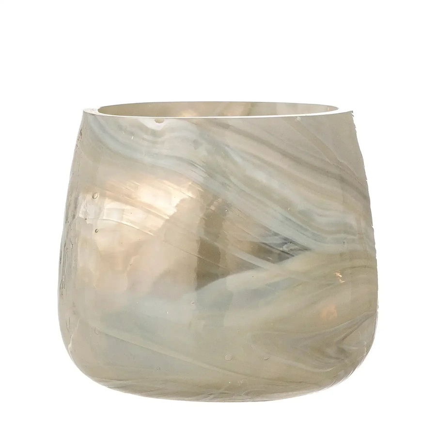 Bloomingville Teelichthalter Imran aus recyceltem Glas in Grau, Höhe: 10 cm - Bild 1