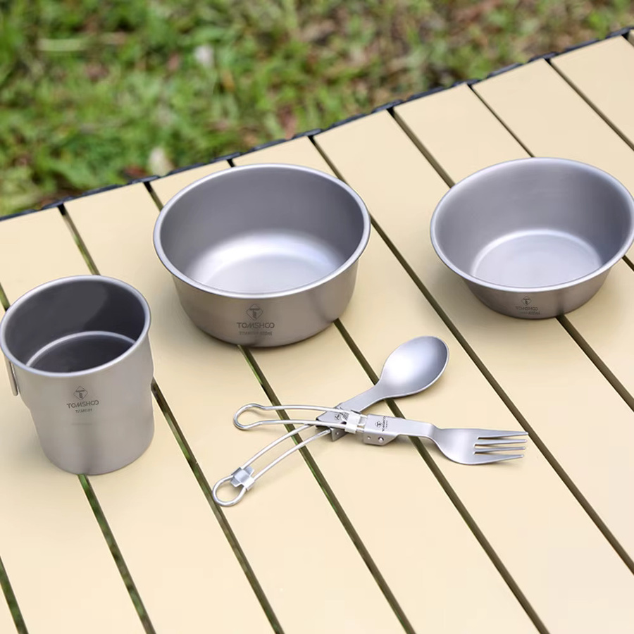TOMSHOO Titanschüssel für Camping und Wandern, stapelbar, Silber, 500 ml - Bild 2