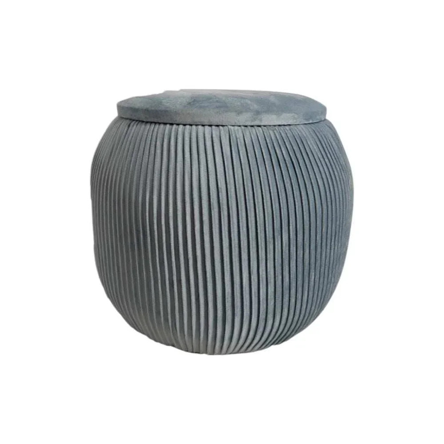 House of Nature Pouf Coto Brus Aufbewahrungspouf aus Samt in Blau, Durchmesser: 43 cm, Höhe: 36 cm - Bild 1