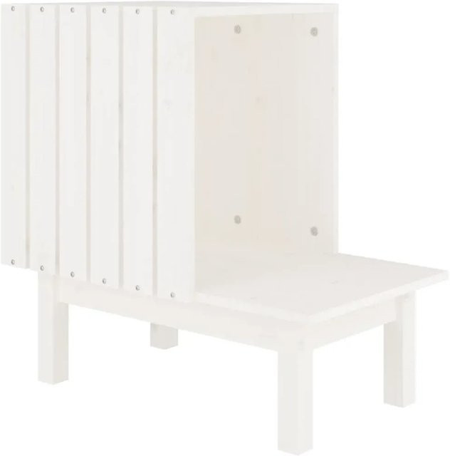 vidaXL Katzenhaus aus massivem Kiefernholz in Weiß mit rustikaler Optik, B/T/H: 60 x 36 x 60 cm - Bild 1