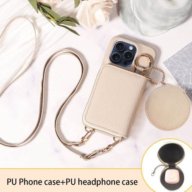 PU-Leder-Handyhülle mit Umhängetasche und Kartentasche für Samsung Galaxy S25 S24 S23 S22 S21 S20 Ultra FE Plus Note20 Ultra in Weiß und Beige - Bild 1