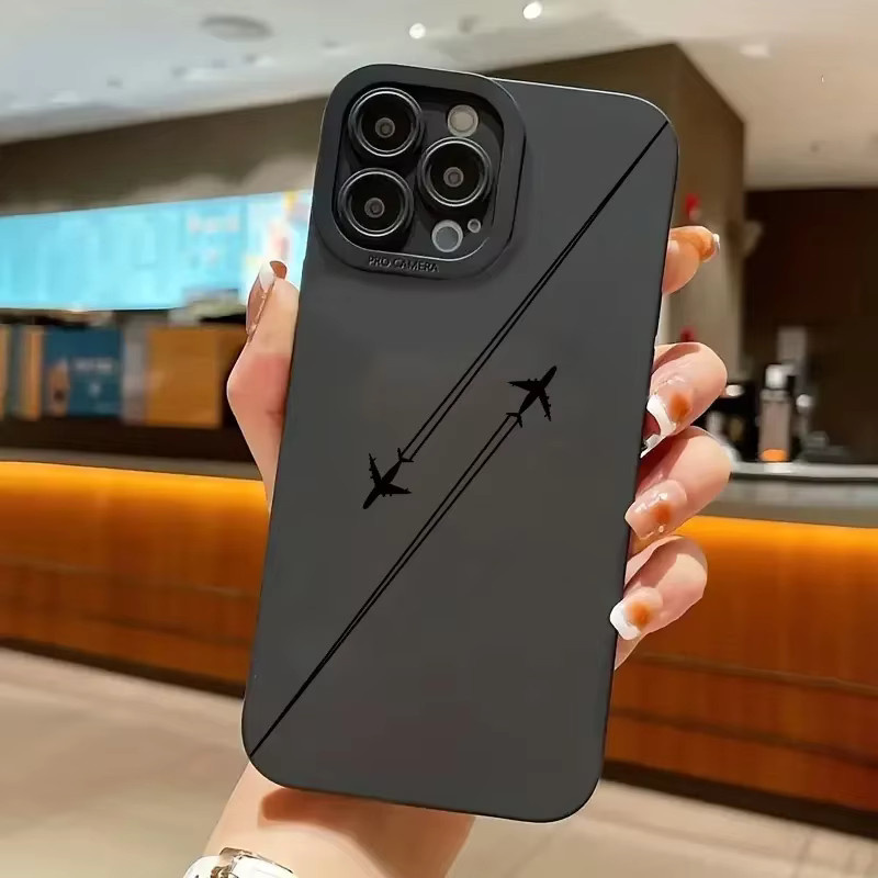 Stoßfeste Handyhülle mit Flugzeugmuster für iPhone 15 Pro Max 14 13 12 11 XS XR X 7 8 Plus SE 2020 Mini in Schwarz - Bild 5