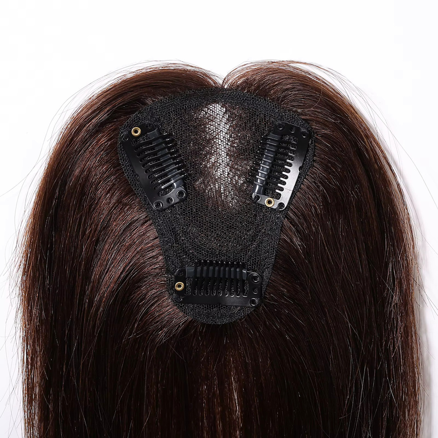 HAIRCUBE Haaraufsatz Topper, Dunkelbraun, 25,4 cm, 100 % Remy-Echthaar, Damen - Bild 3