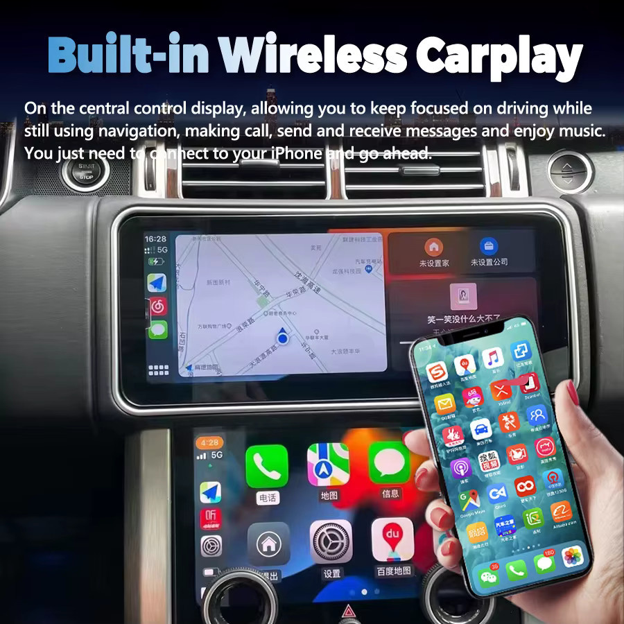 NAVIRIDER Android QLED Multimedia Autoradio mit GPS und CarPlay für Land Rover Range Rover Sport L494 und L405, 13,3 Zoll, Schwarz - Bild 3