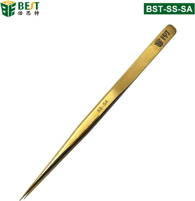 BES Antistatische Präzisionspinzette mit gerader Spitze in Gold für die Reparatur von Mobiltelefonen, iPhones, Tablets und Elektronik - Bild 1