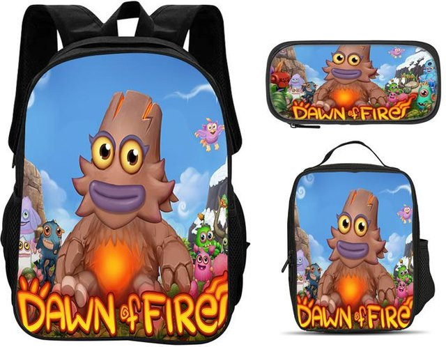 Fancy Style Studio 3er Set mit Singendem Monster Rucksack, Federmäppchen und Kühlbeutel in Multicolour für Kindergarten und Grundschule - Bild 1