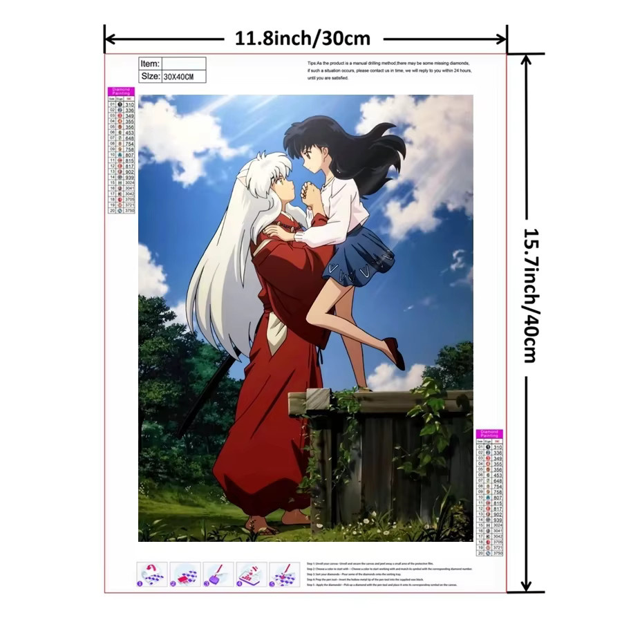 YUTTEE Inuyasha 5D Diamantmalerei Mosaik Set mit Sesshōmaru und Kikyo in Multicolor für Handgemachte Kreuzstich Kunst als Home Decor - Bild 3