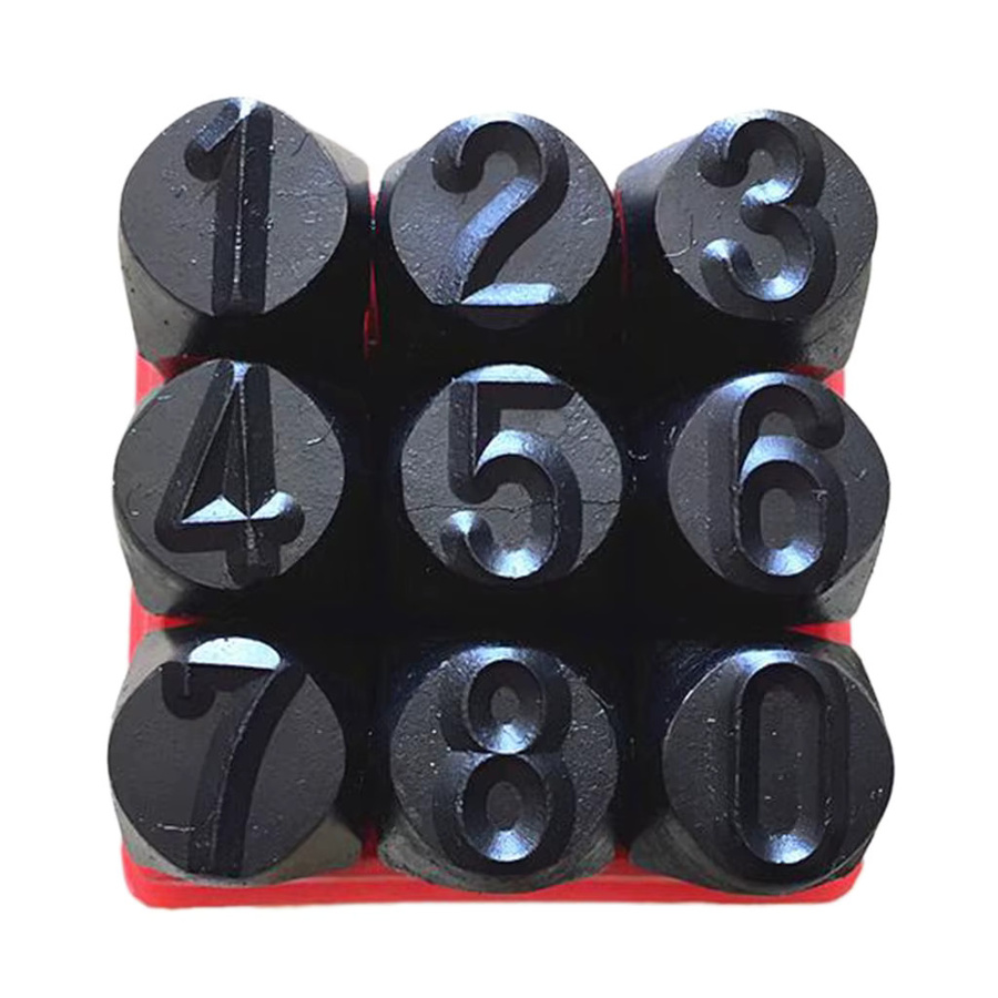 homyl 9-teiliges Buchstaben- und Zahlen-Punzier-Set aus Kohlenstoffstahl mit 8 mm Durchmesser für Leder, Metall und Schmuckarbeiten - Bild 2
