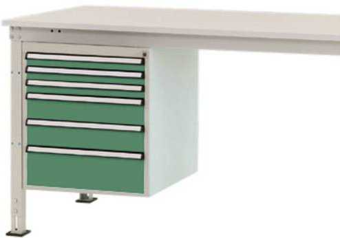 Manuflex Gehäuse-Unterbau Stationär ZB4914.6011 in Grün mit 6 Schubfächern und Nutzhöhe: 500 mm für Tischtiefe: 1200 mm - Bild 1