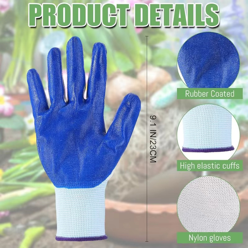 YUMARCH Sicherheits-Arbeitshandschuhe mit Nitrilbeschichtung, nahtlos gestrickt, 13G, Farbe: Blau - Bild 6