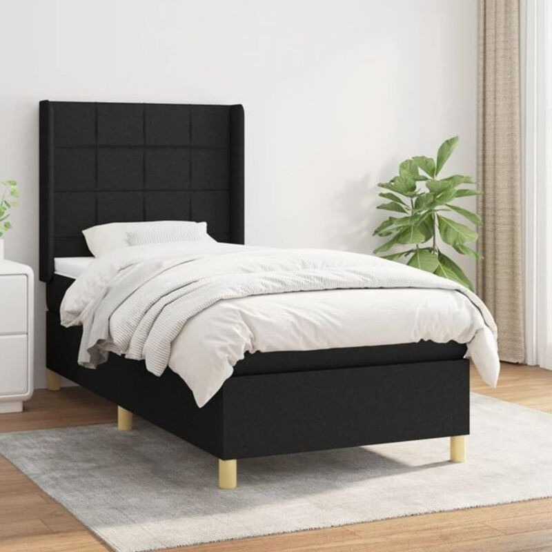 Vidaxl Boxspringbett mit Matratze in Schwarz aus Stoff, B/B: 100 x 200 cm - Bild 1