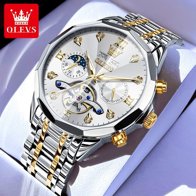OLEVS Armbanduhr Automatik, Edelstahl, Bicolor, Herren - Bild 1