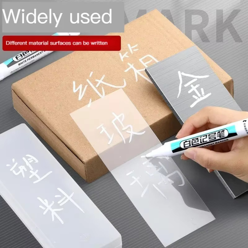 Permanente weiße Marker Stifte für Graffiti und Malerei auf Glas, Reifen oder Notebook, wasserfeste Gelstifte in 0,7mm, 1mm und 2,5mm - Bild 3