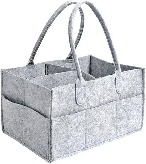 DUTRIEUX Windeltasche aus Stoff in Grau mit Griffen zur Aufbewahrung für Baby Essentials, B/H/T: 33,0 x 18,0 cm - Bild 1