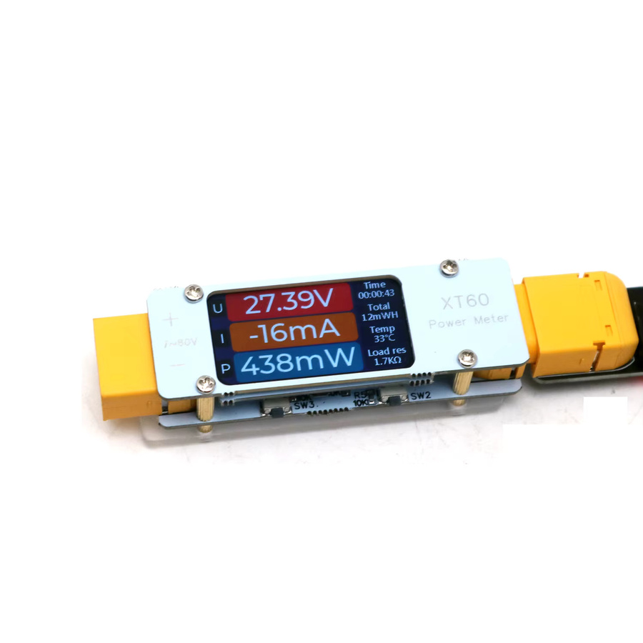 Dykbcells 64A DC XT60 Leistungsmesser mit bidirektionalem Strom-Spannungs-Temperatur-Alarm für 12V bis 72V BMS RC Drohnen-Akku-Ladegerät und Entladegerät - Bild 2