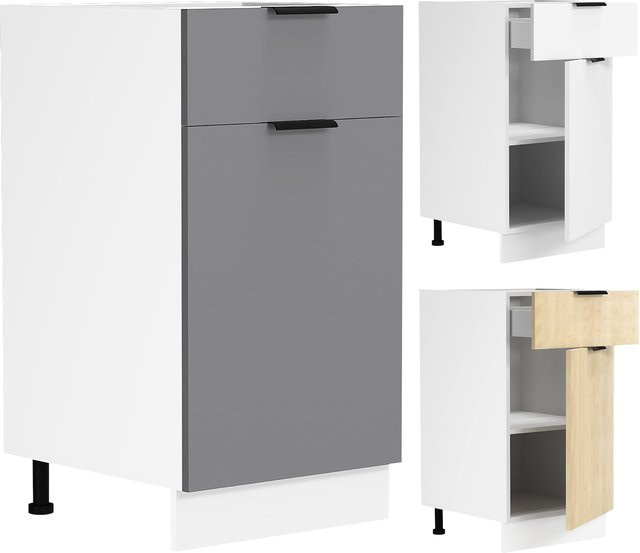 VCM Küchenunterschrank Fasola mit einer Drehtüre und einer Schublade, H x B x T: 82 x 40 x 46 cm - Bild 1