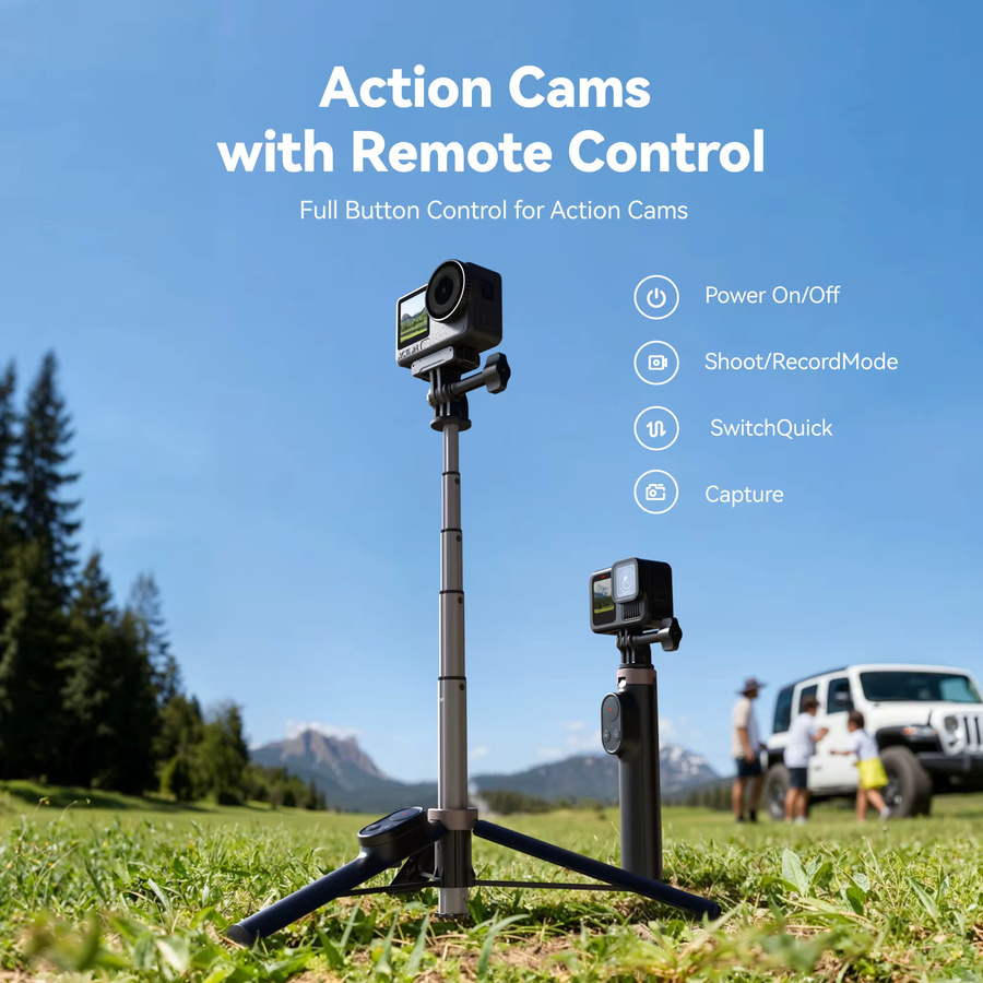 TELESIN Bluetooth Selfie-Stick Stativ mit Fernbedienung in Schwarz für DJI OSMO Action und GoPro sowie Smartphones - Bild 3