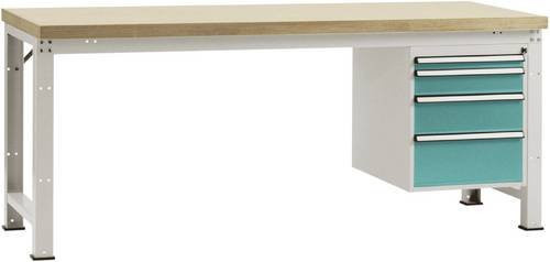 Manuflex Werkbank WP5424.5021 in Wasserblau mit Stahlgestell und Holzplatte, B/T/H: 180 x 70 x 80 cm - Bild 1