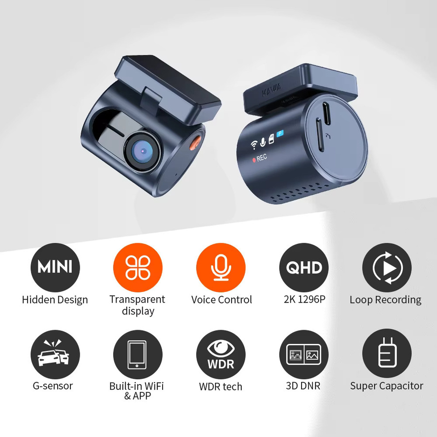 KAWA MINI 3 Pro Dashcam mit 2K Auflösung, WiFi und Sprachsteuerung für 24-Stunden-Parküberwachung - Bild 5