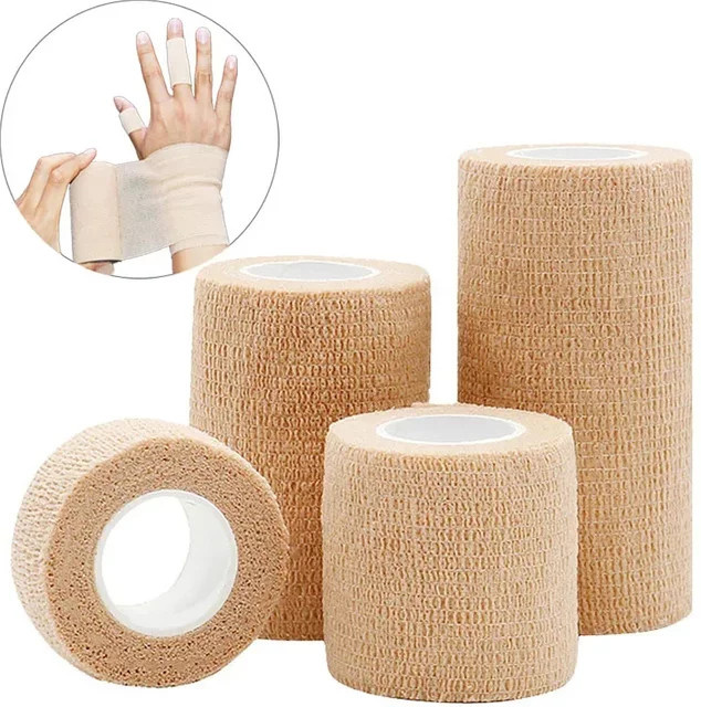 Elastische medizinische Klebebandage in Beige, atmungsaktives selbstklebendes Sporttape für Handgelenk, Knöchel und Finger - Bild 1