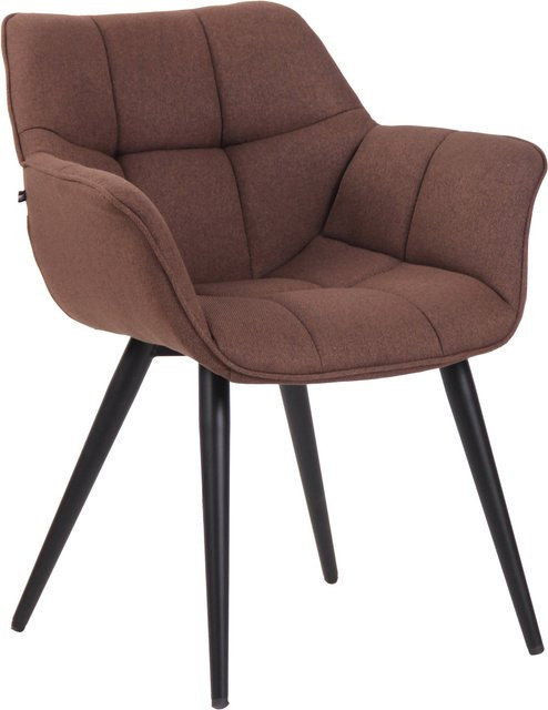 TPFLiving Esszimmerstuhl Rosini mit Armlehnen aus Stoff und Metallgestell in Schwarz und Braun, H: 84 cm, B: 60 cm, T: 60 cm - Bild 1