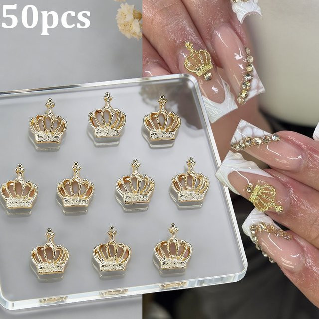 MAFANAILS Nagelcharms, Goldene 3D Metallische Kronen, 50 Stück - Bild 1
