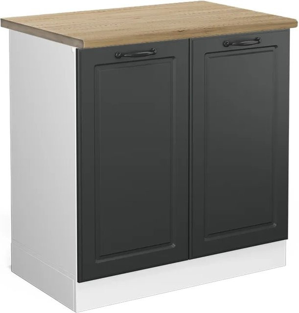 Vicco Spülenunterschrank R-Line Landhaus Stil in Anthrazit und Weiß mit Eichenoptik, B/T/H: 80 x 60 x 81,6 cm - Bild 1