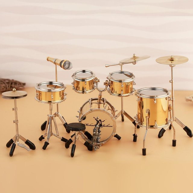 Yiran Furniture Miniatur Schlagzeugset Musikinstrument Kupfer Zubehör - Bild 1